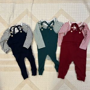 Triplet Boys Holiday Overall Outfits